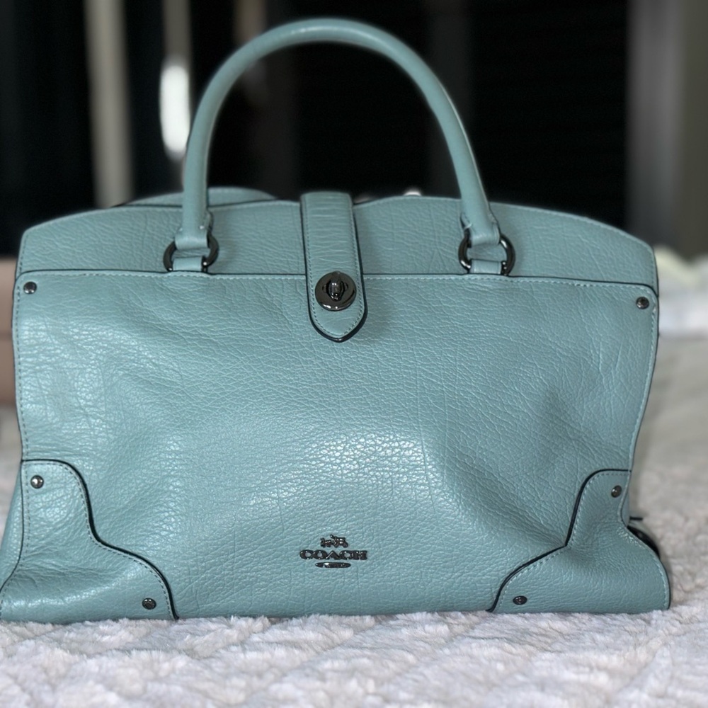 Coach Blue Leather Satchel with Structured Design